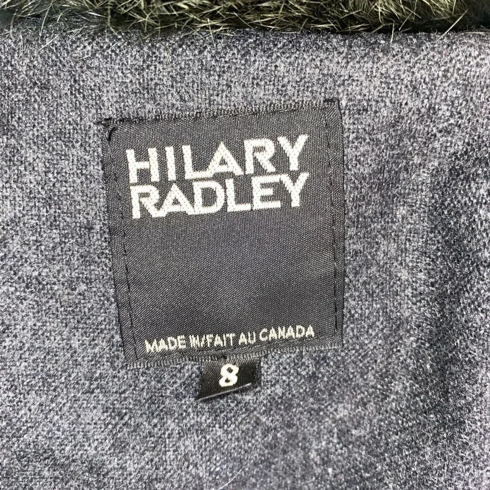 Hilary Radley women’s green wool coat fur trim 8 - Picture 4 of 4
